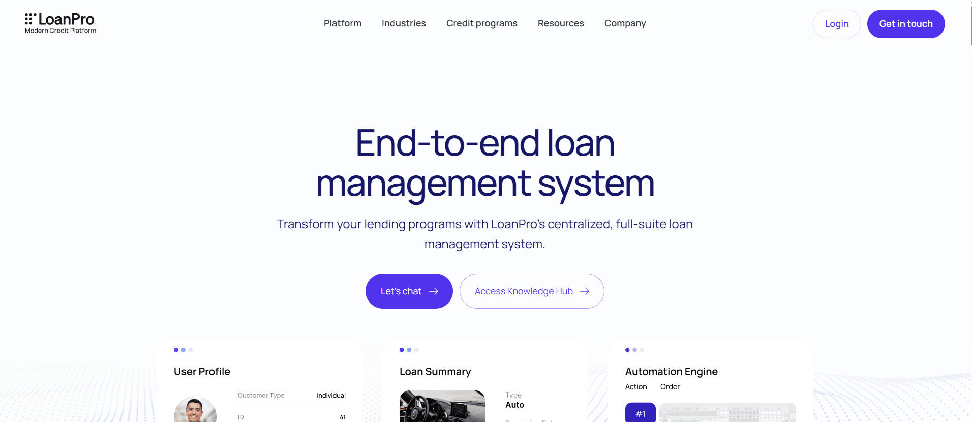 LoanPro loan management software platform homepage