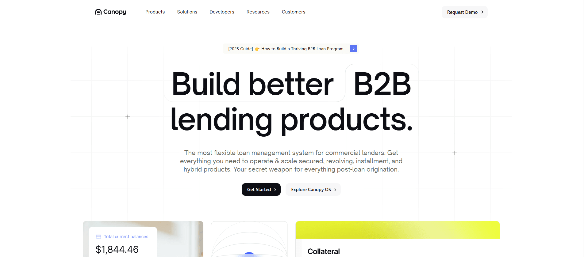 Canopy loan servicing software platform homepage